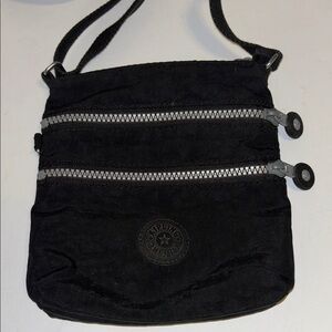 KIPLING BRAND KEIKO STYLE MINI BLACK NYLON DOUBLE ZIPPER CROSSBODY WITH STRAP